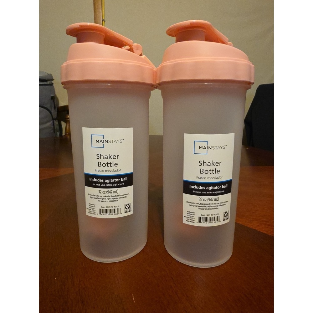2 Count Mainstays 32 Oz. Shaker Bottle Blender Agitator Ball And Strainer‎